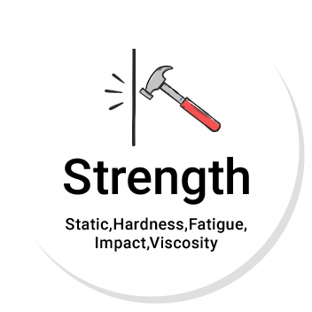 Strength Static,Hardness,Fatigue,Impact,Viscosity